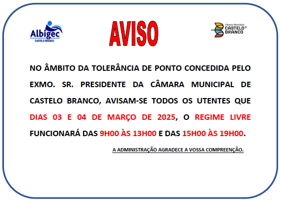 Aviso Regime Livre Carnaval